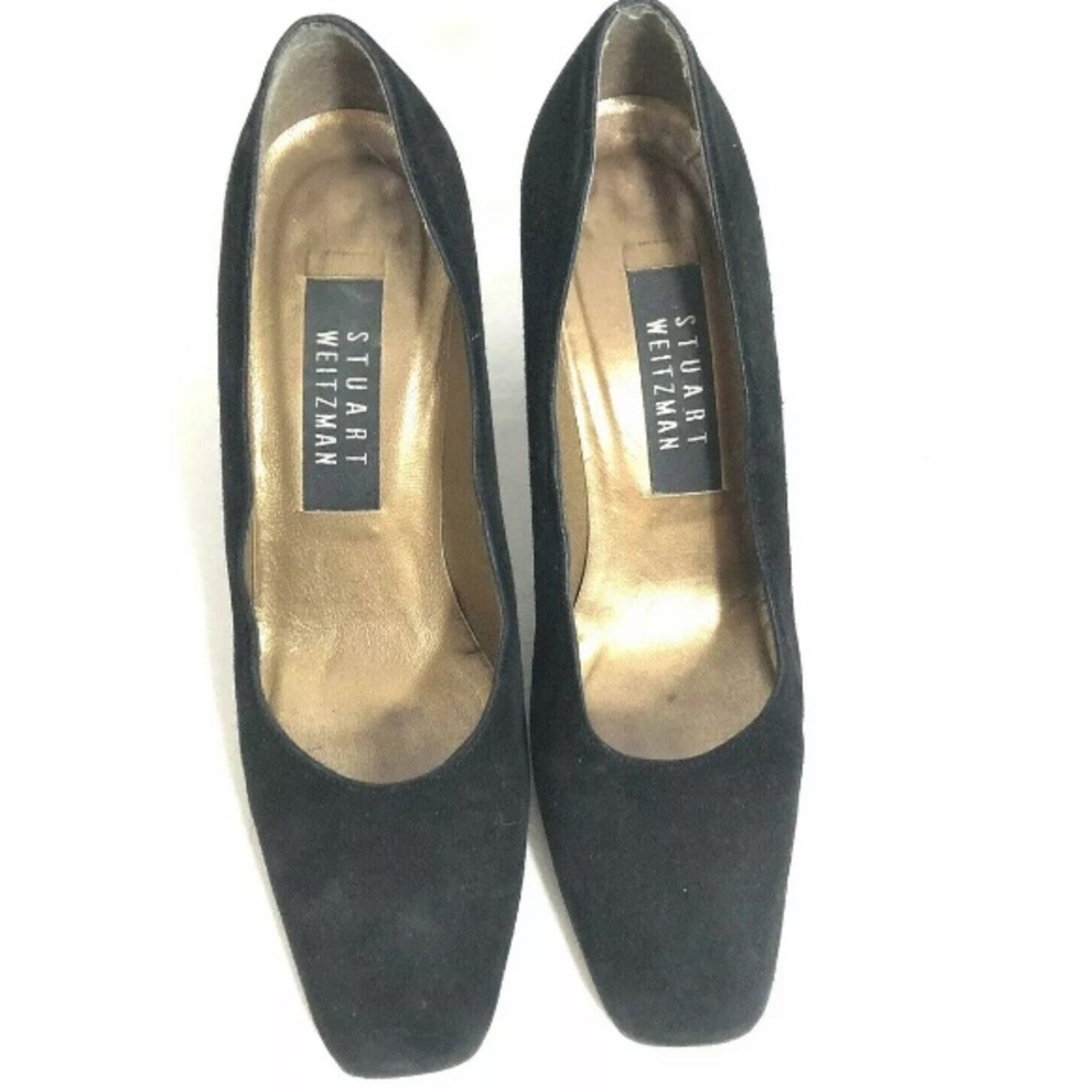 Stuart Weitzman Black Suede Pump Split Mirror Heel - image 6